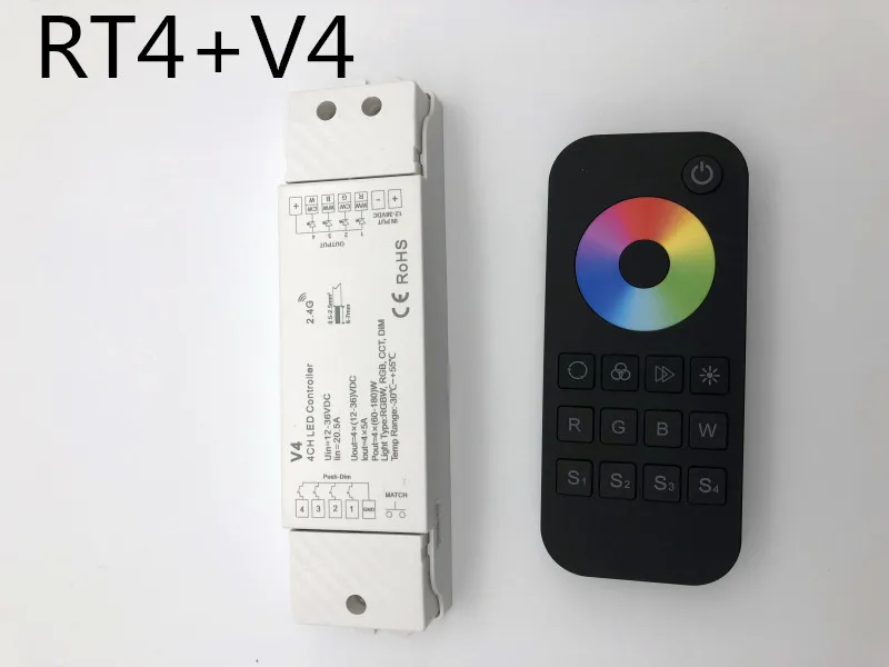 Светодиодная лента RGBW/RGB/ССТ/затемнением+ 2,4 ГГц Беспроводной РЧ пульт дистанционного управления 4 канала светодиодный Радиоконтроллер для RGB/RGBW Светодиодные ленты с сигналами "красный-зеленый-синий+ CCT V5