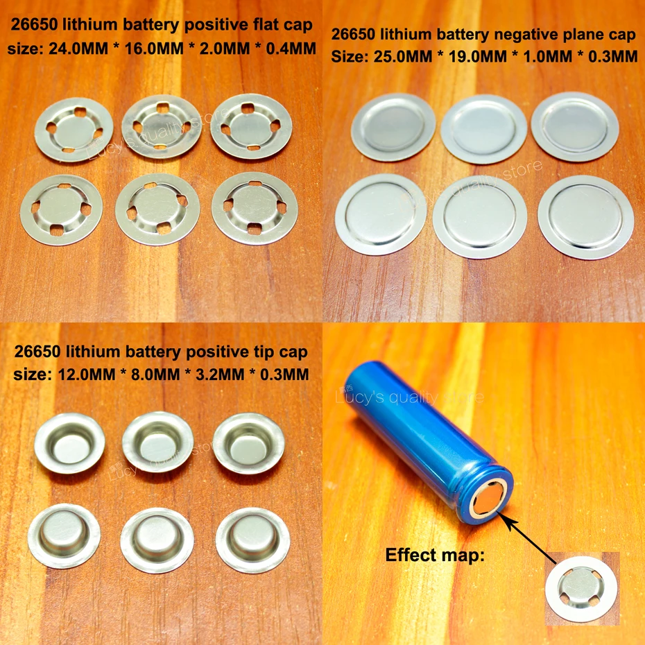 

50pcs/lot 26650 26700 lithium battery positive flat cap can be spot welded stainless steel gasket battery