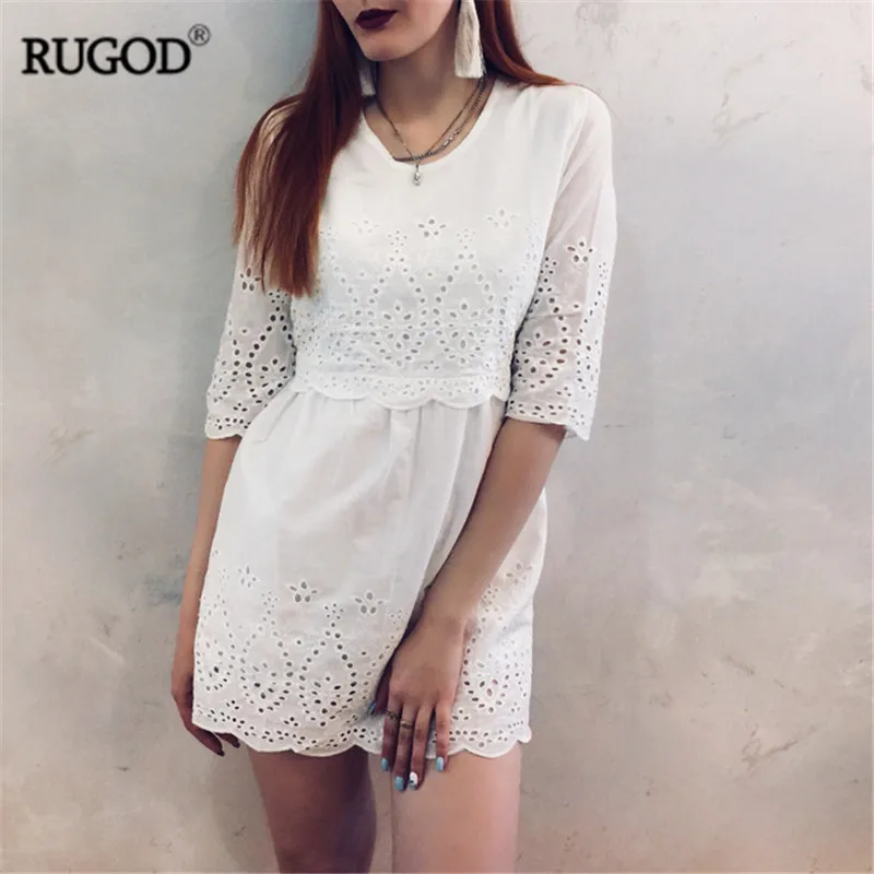 Женское ажурное платье на шнуровке RUGOD 2020 летнее Элегантное повседневное