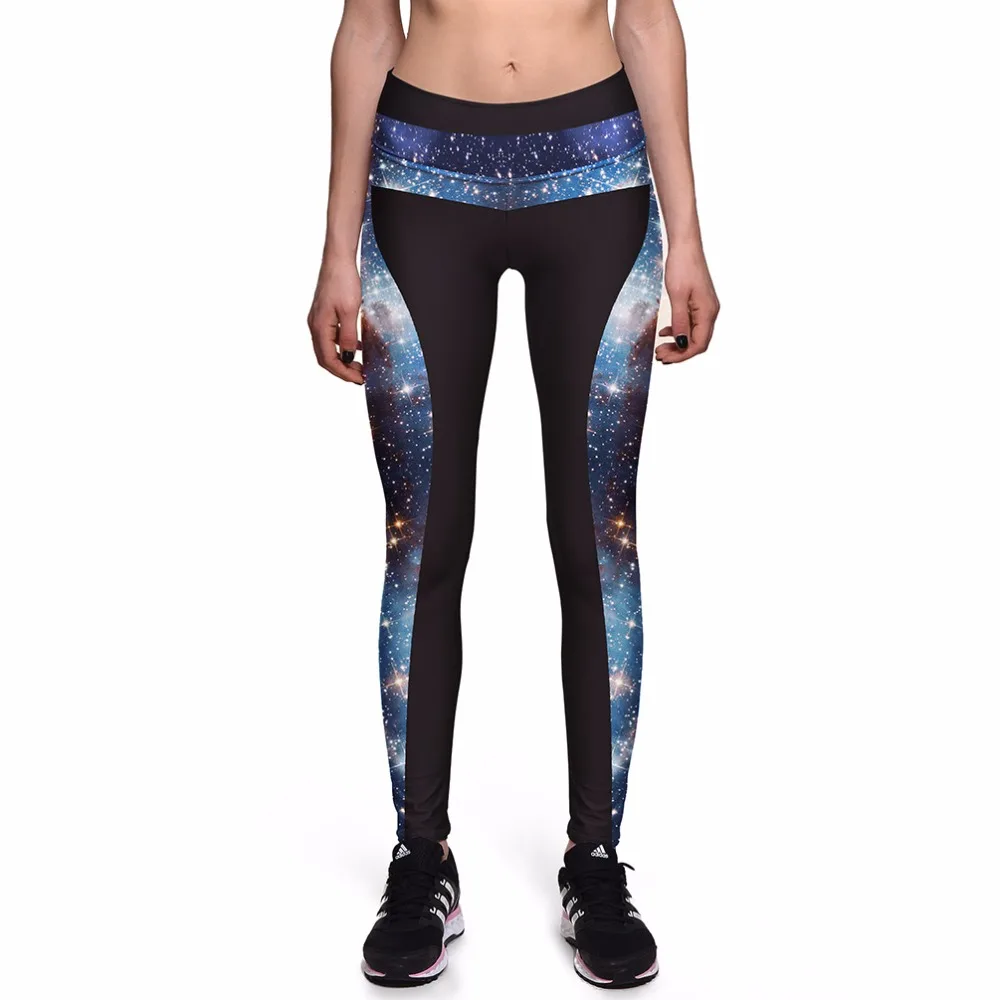 Леггинсы Новые Зеленые Звездные галактические узкие брюки 3D цифровой принт