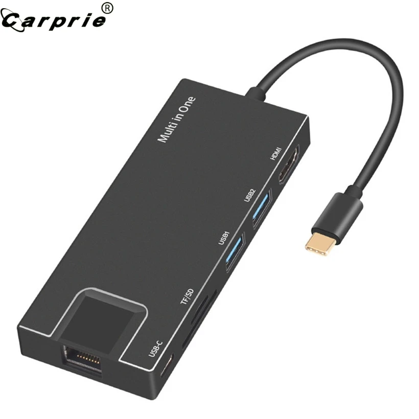 Адаптер CARPRIE 8 в 1 с USB-портами типа C на USB 3 0 HDMI 4K RJ45 Ethernet адаптер Micro SD TF кардридер