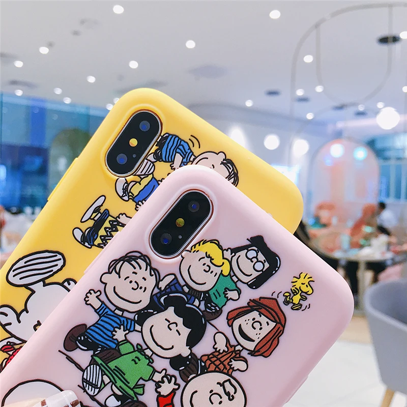 WTSZKL Comic Cartoon Running Snoopy and Small Partner TPU Phone Case for iPhone 6 6S 7 8 Plus X XR XS MAX Soft Silicone |