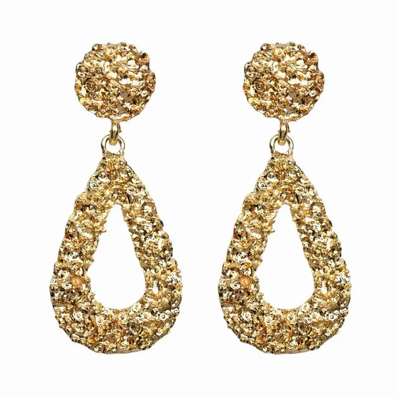 Gold Новые модные массивные серьги большие геометрические серьги для женщин Висячие серьги в форме капли современные ювелирные изделия - Окраска металла: Gold