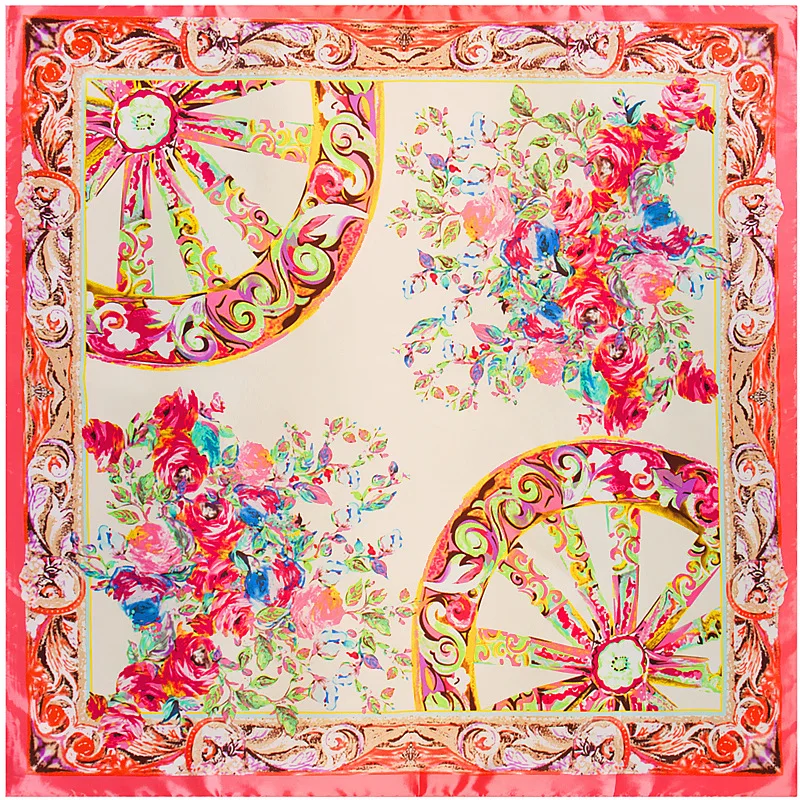 

90cm * 90cm New Scarf Wheel Scarf Flower Lady Scarf Large square towel