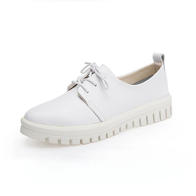 Женщины Плоские Туфли На Платформе 2017 Новый Женщина Кожаный Шнурок до для Дам