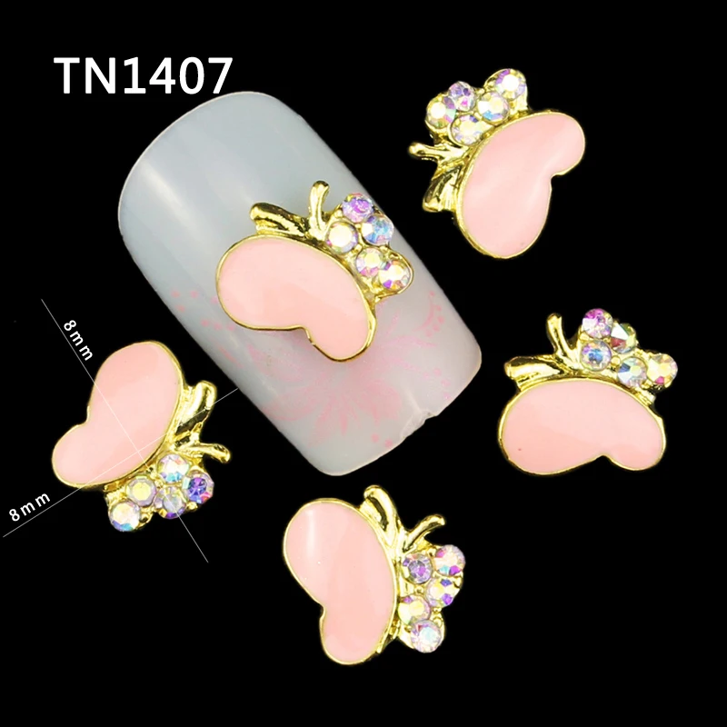 3D сплав ногтей Блеск Маникюр белый черный розовый Бабочка дизайнерские