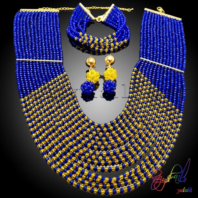 

Free Shipping Yulaili Handmade Crystal Factory Round Design Girls Costume Anniversary Beaded Two Jewelry Set