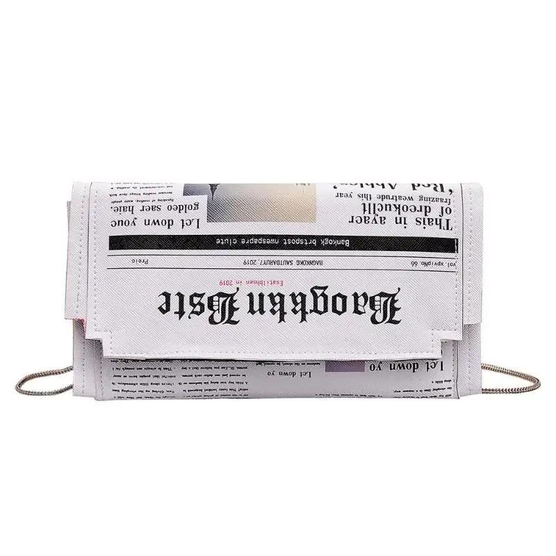 Летняя женская сумка мессенджер через плечо с принтом газет милые Клатчи из