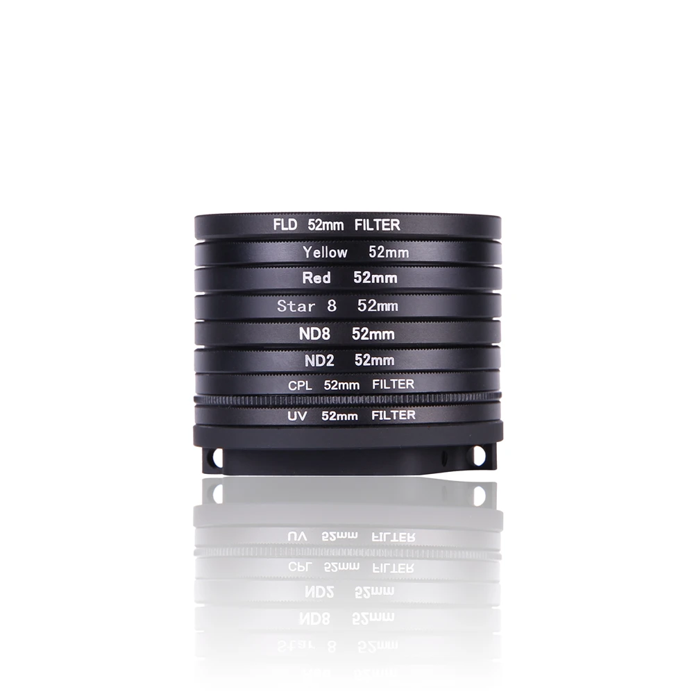 52 мм UV CPL ND2 ND8 красный желтый FLD Star 8 фильтр объектива + крышка кольцо адаптера для
