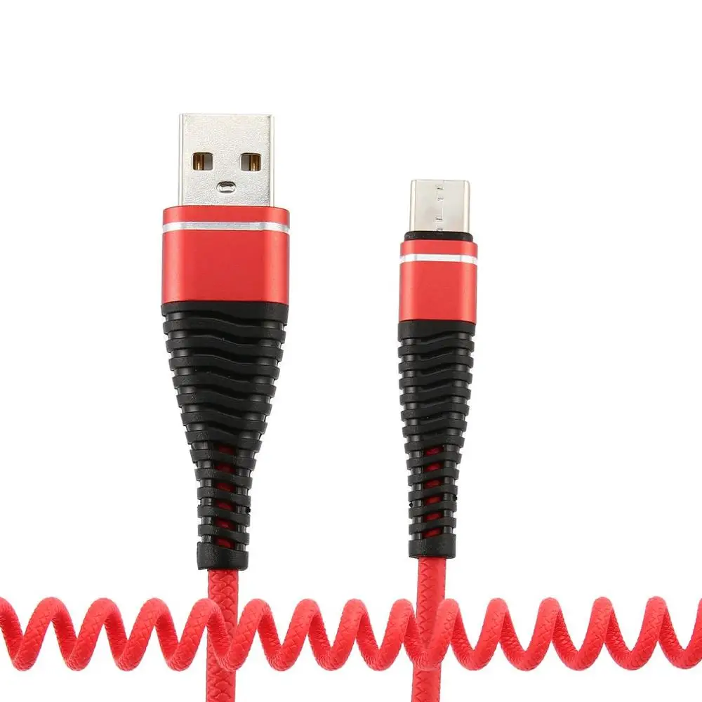 red USB-C кабель типа C спиральный пружинный кабель-удлинитель type-C Мужской кабель для синхронизации данных и зарядки для samsung - Цвет: red