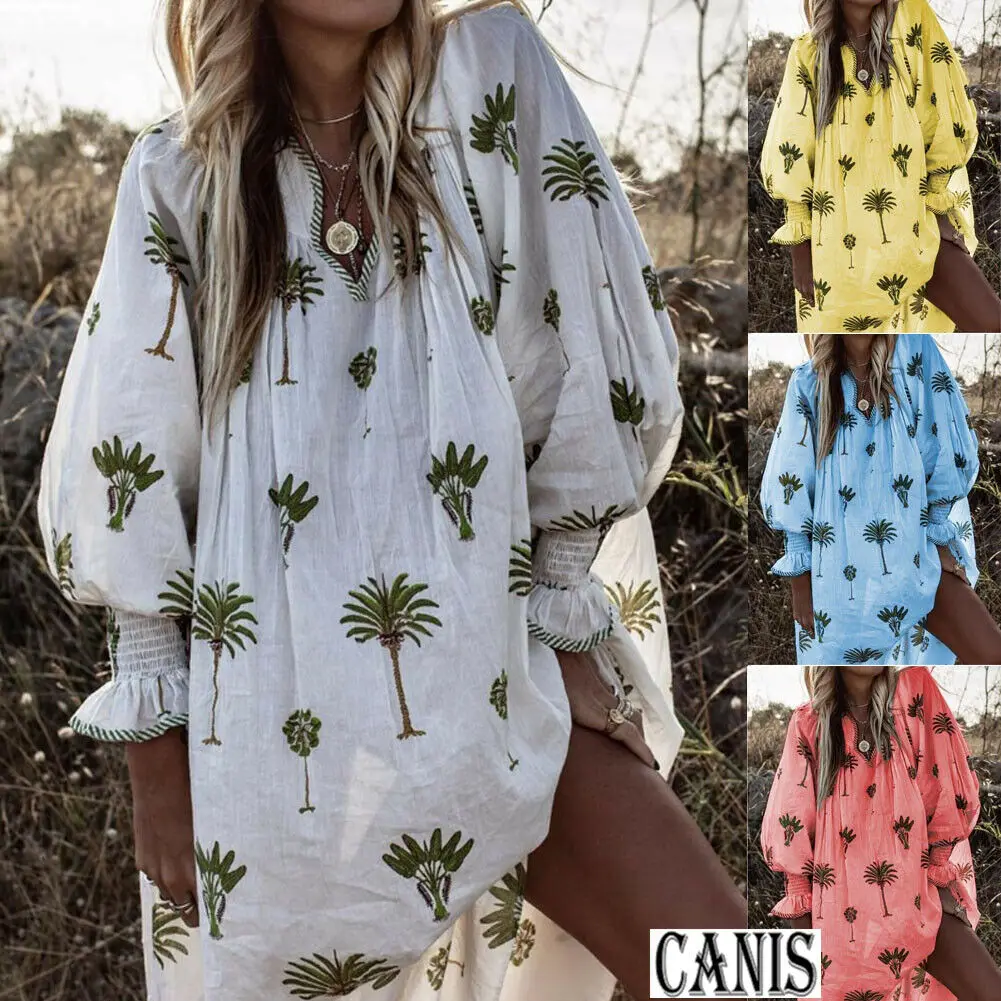 Платье женское с длинным рукавом повседневный длинный сарафан из хлопка и льна