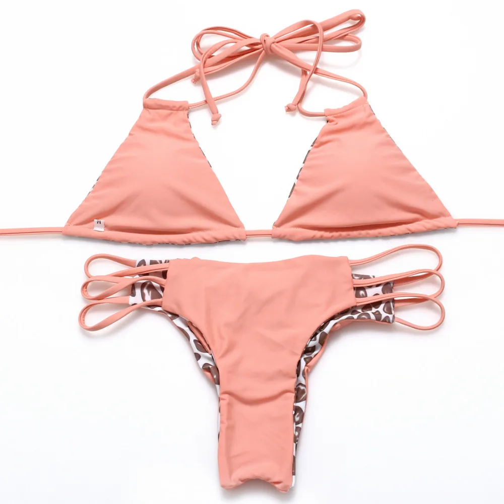 Женский купальник с лямкой на шее сексуальный бантиком бразильские завязках