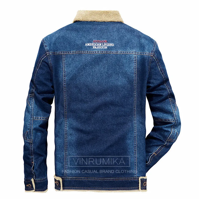 Большие размеры, M-6XL,, Зимняя Мужская Флисовая теплая ковбойская куртка, пальто, Мужская Весенняя Осенняя модная повседневная брендовая джинсовая синяя куртка, пальто