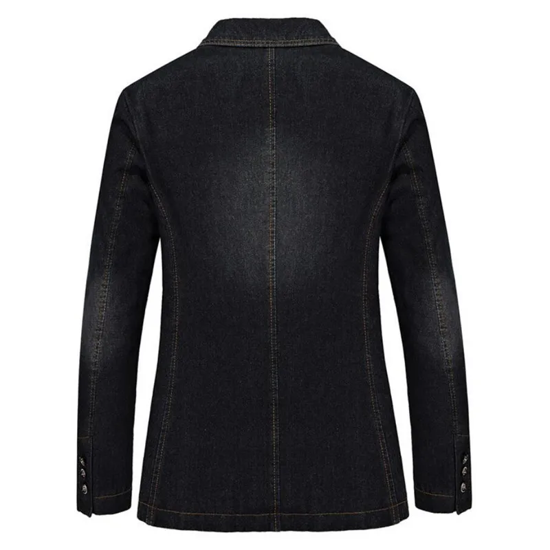 ROHOPO Black Man Denim Blazer Medium Slim Thick Cotton Casual Male Outwear Spring/Autumn Men Single Breast blazer | Мужская одежда