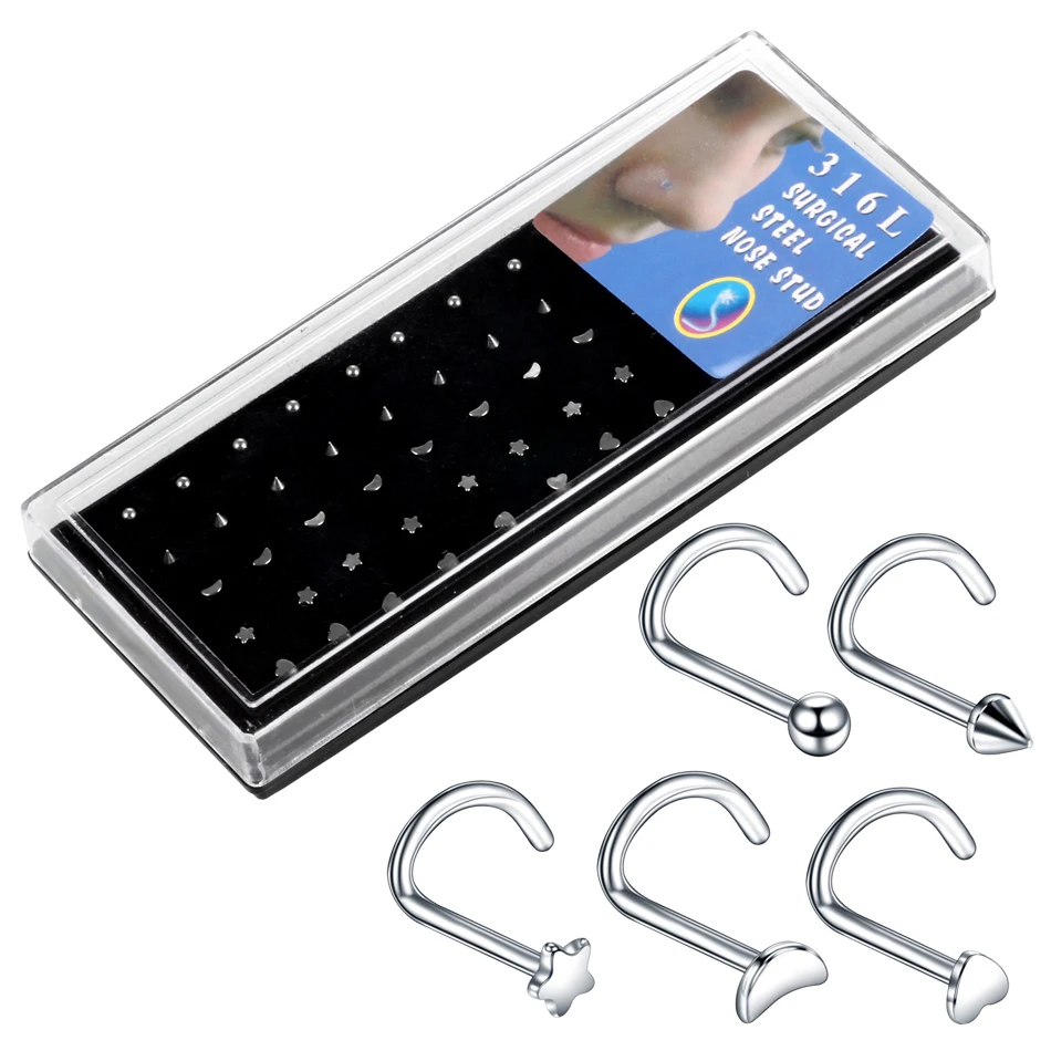 40 шт./лот пирсинг носа из стали серьги гвоздики розового золота для пирсинга