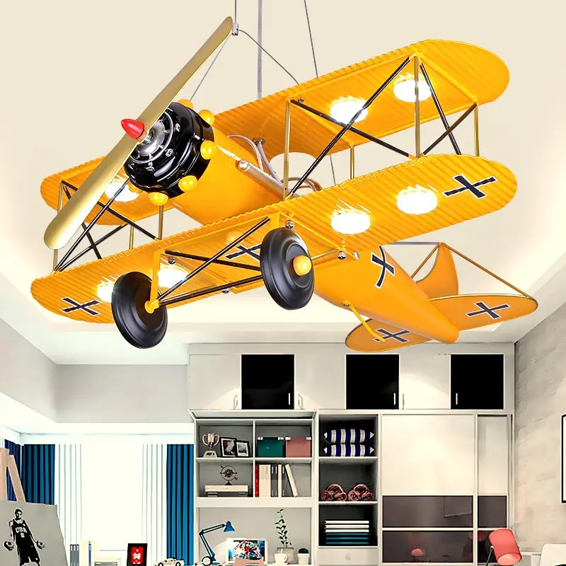 Современный окрашенный металлический в виде самолета Подвесная лампа для