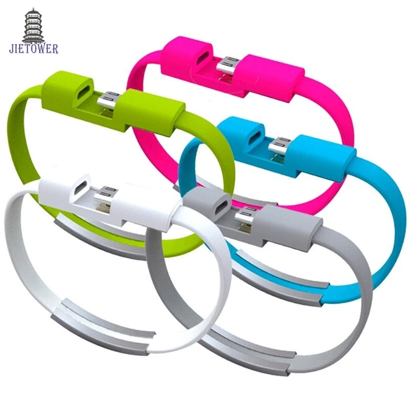 100 шт./лот портативный мини короткий плоский браслет на запястье ободок Micro USB