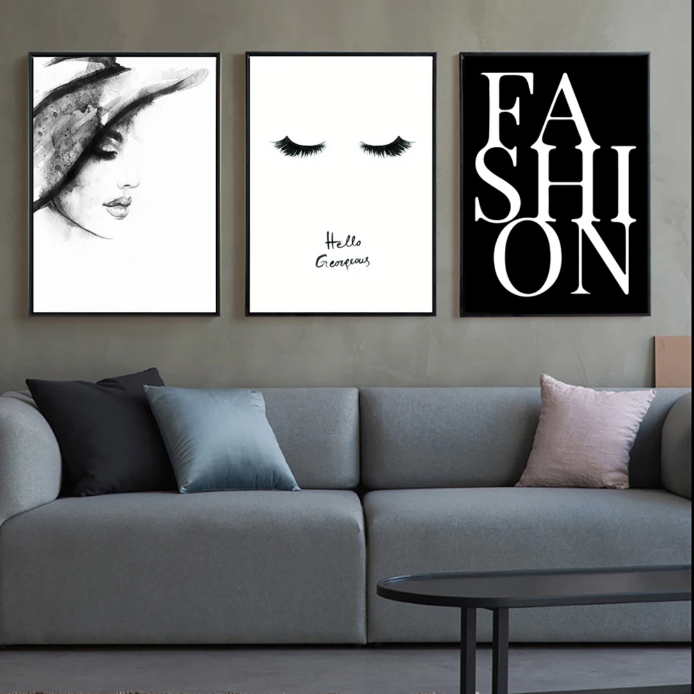 Абстрактные современные холщовые женские брови стены Искусство модные цитаты