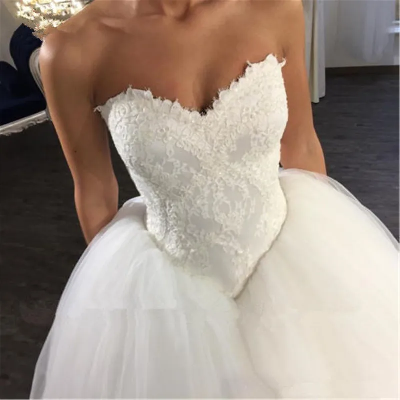 Vestido De Noiva горячая Распродажа 2020 бальное платье свадебное с кружевом Милая пышная