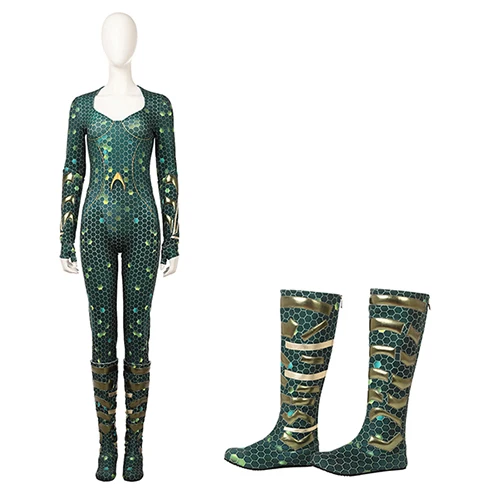 Full set with boots Aquaman Mera, карнавальный костюм, костюм на Хэллоуин для взрослых, косплей, Aquaman queen Mera, комбинезон, костюм на заказ - Цвет: Full set with boots
