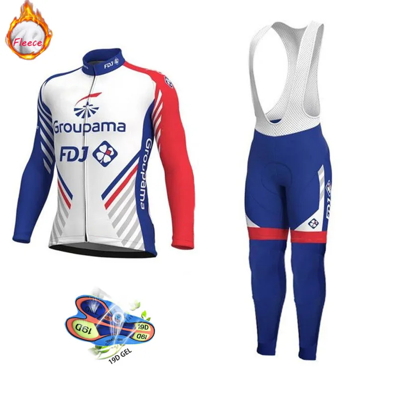 FDJ Pro Team велосипедные майки набор зимний термальный флис с длинными рукавами гонки MTB Майо велосипед одежда Traje de ciclismo