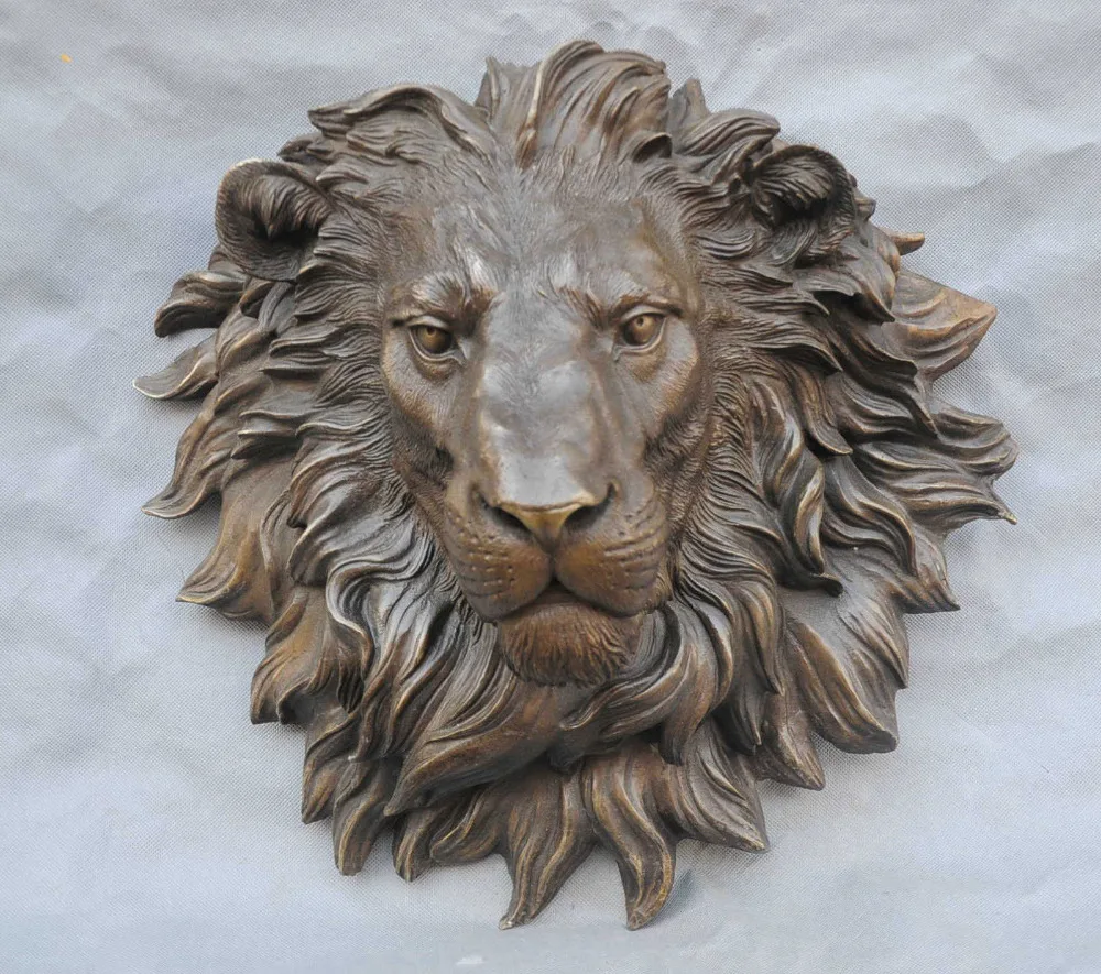

xd 002214 18 Bronze Fierce King Of Forest Lion Hend Sculpture Statue