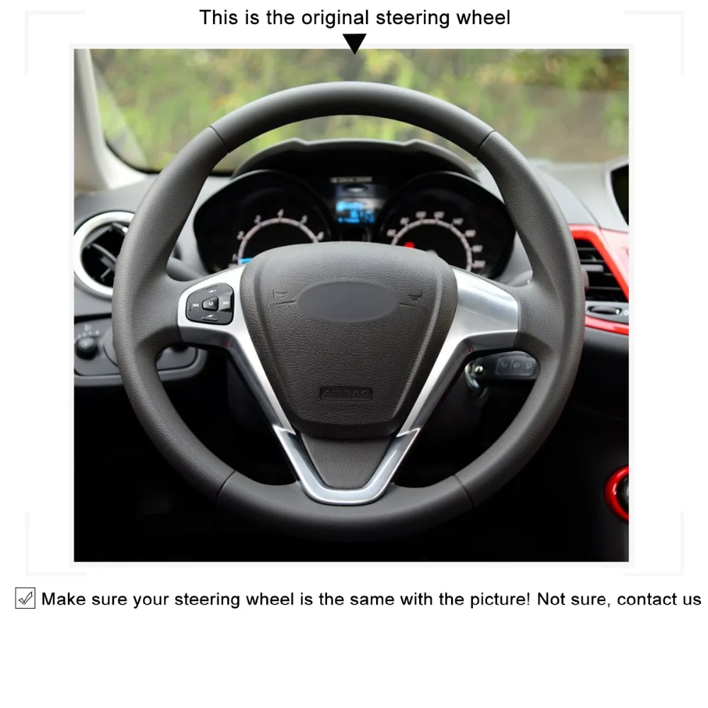 MEWANT черный искусственный кожаный чехол рулевого колеса автомобиля для Ford Fiesta 2008- EcoSport