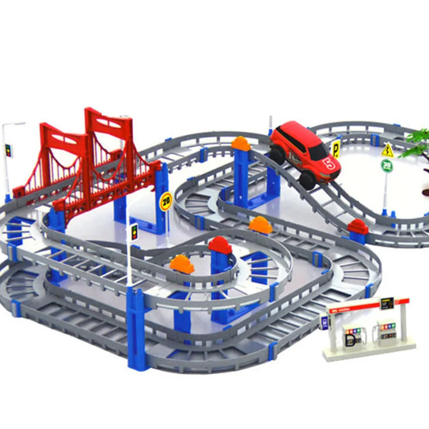 Детские Многослойные Электрические железные дороги строительные машины игрушка