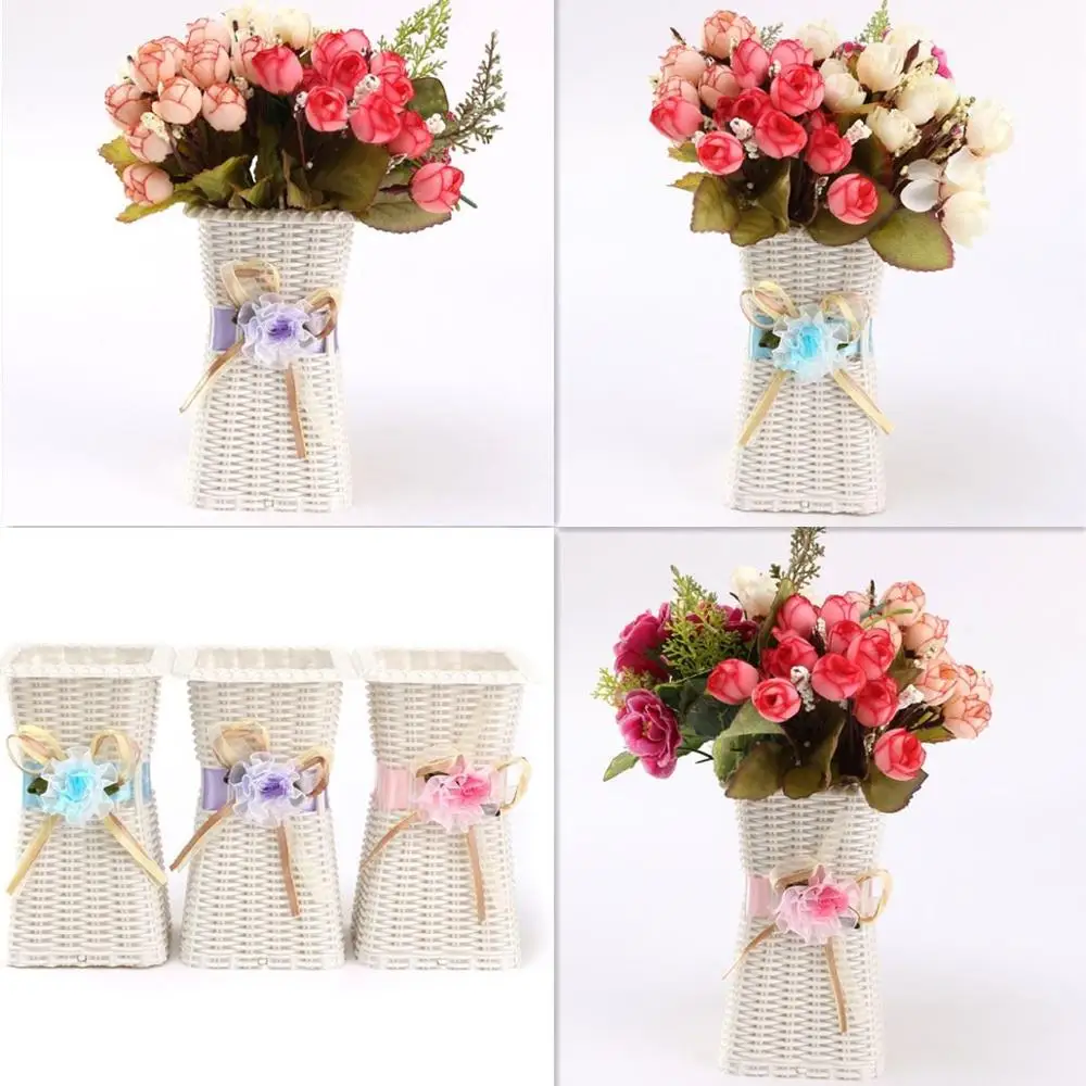 Искусственная ротанговая квадратная ваза для цветов корзина хранения