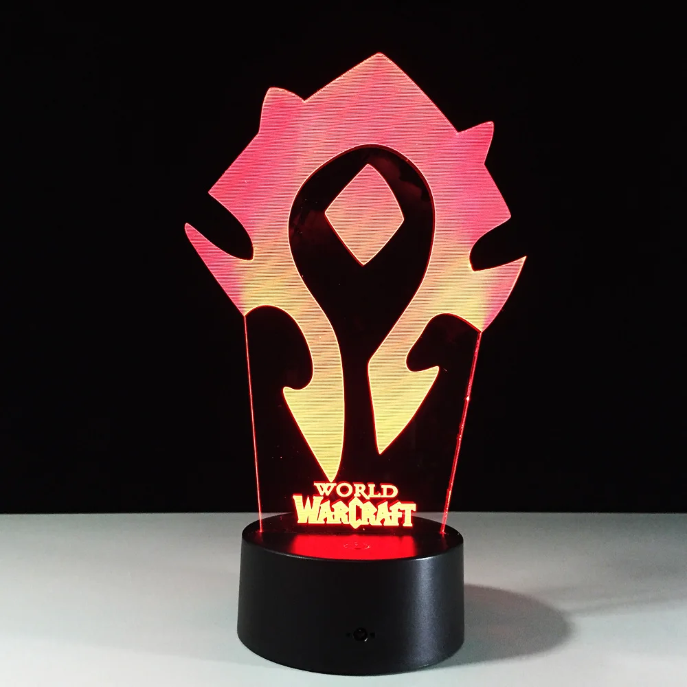 3D Иллюзия WOW World of Warcraft LED Настольная лампа светильник 7 Цвет ночной Светильник