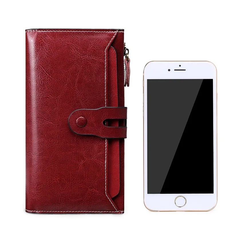 Женский кошелек из натуральной кожи New Women Wallet Genuine Leather Long Clutch Wallets for Female Cowhide Bifold Purse Ladies Card Holder Coin on.