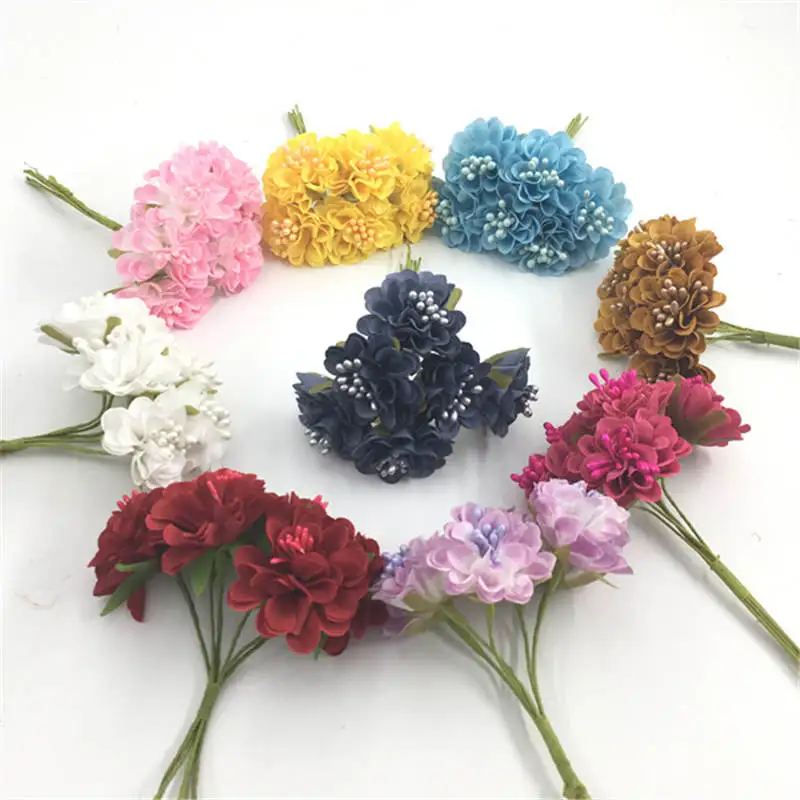 6 шт./лот миниатюрный Шелковый Искусственный букет роз свадебное украшение