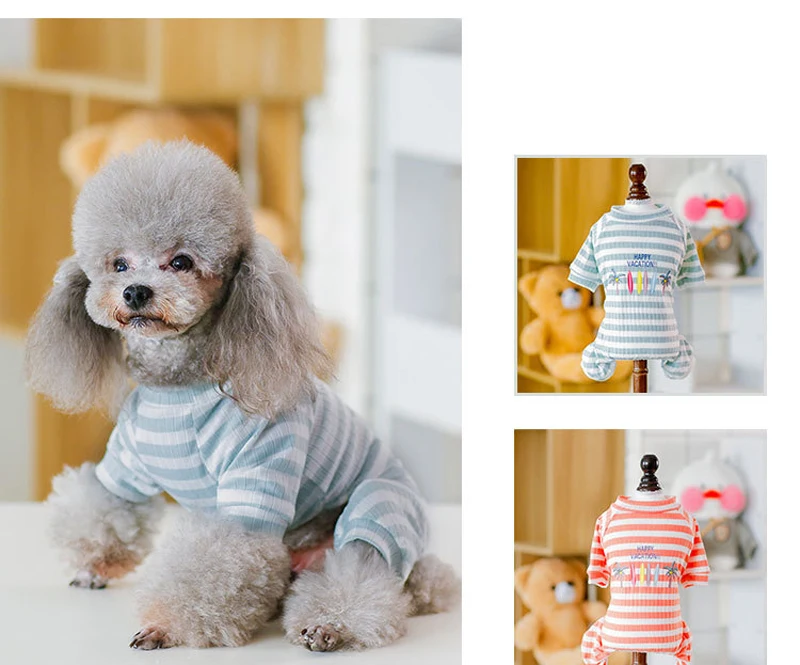 Новая мода Dogbaby полосатый щенок, домашнее животное, кот собака пижамы удобные пижамы для домашних животных 2 цвета для малых и средних собак 910E