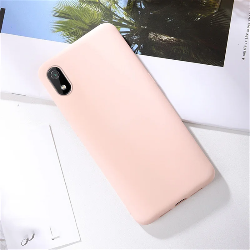 Pink Для Xiaomi Redmi 7 NFH жидкий силиконовый мягкий чехол для Xiaomi 7A Redmi 7A телефон удобный противоударный задний Чехол чехол s - Color: Pink