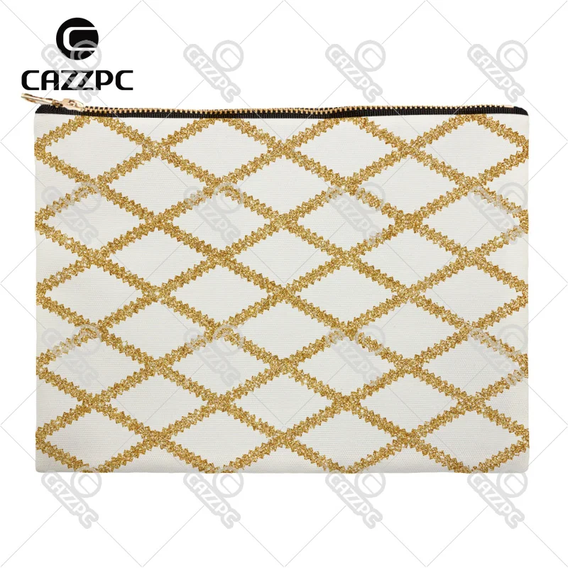 Золотая Яркая блестящая стеганая клетчатая Геометрическая Холщовая Сумка с