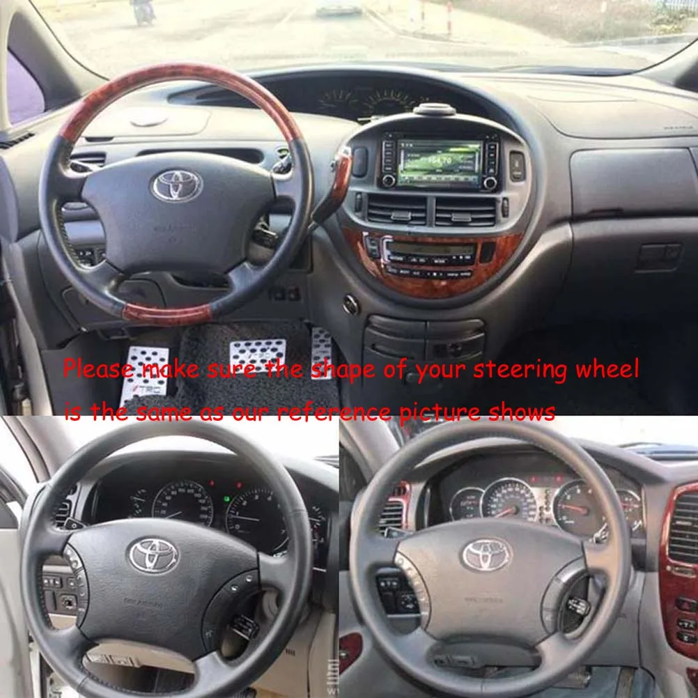 Кожа резьба по дереву рулевого колеса для 2003-2009 Toyota 4runner Sequoia Sienna, Tundra модель CAMRY Previa Tacoma Hiace Estima Hilux