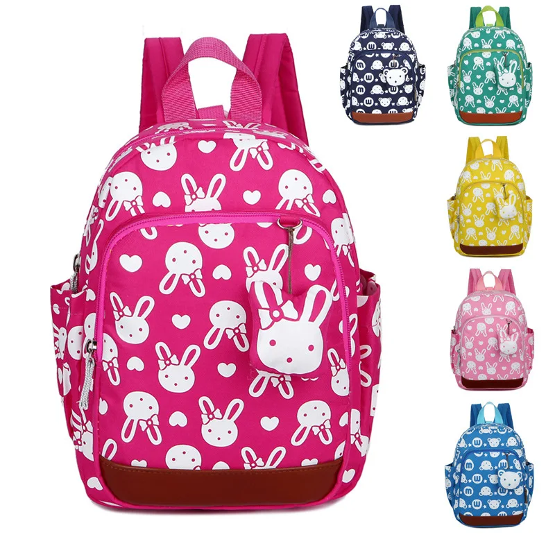Детский Школьный рюкзак, с изображением кролика и медведей