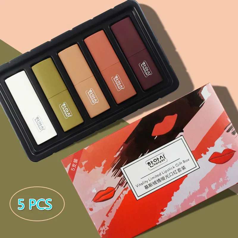 5-Цвет комплект матового цвета набор из помад стойкая Увлажняющая помада