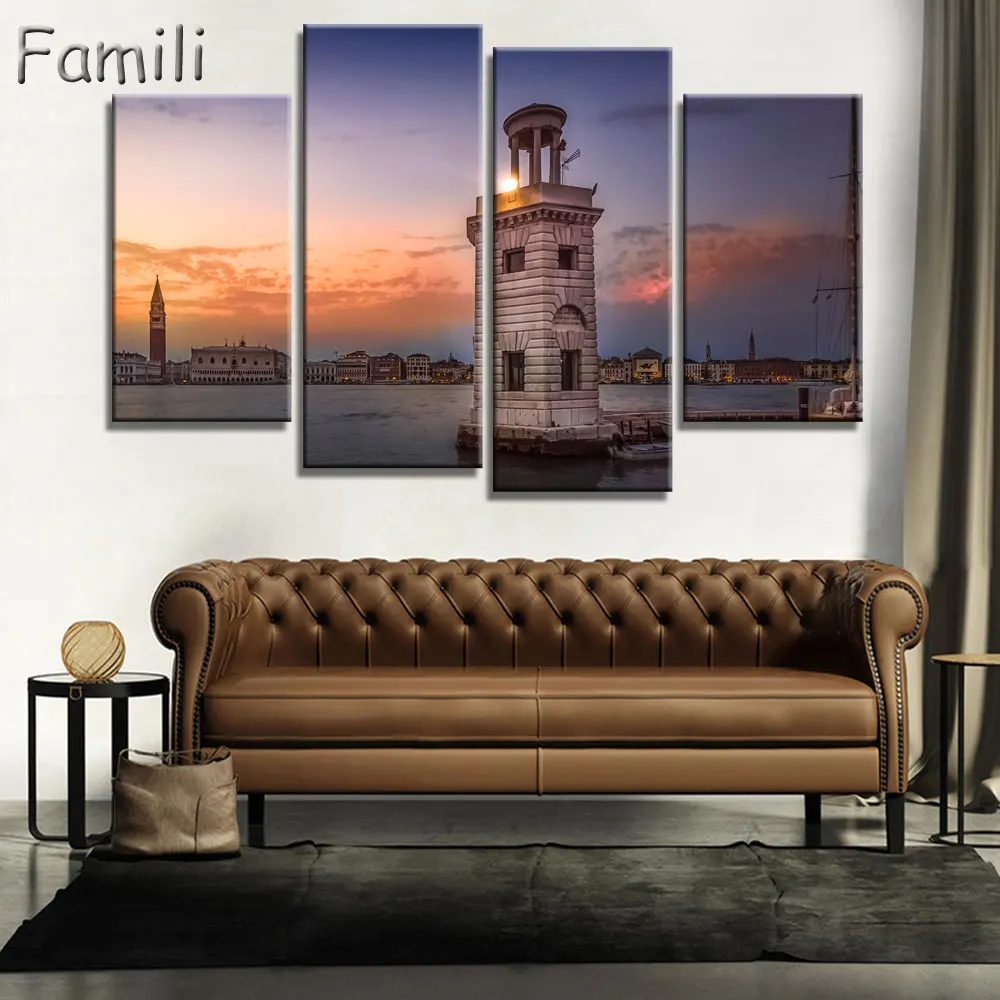 4 панели для гостиной спальни украшения стен дома постер из ткани Италия Сицилия