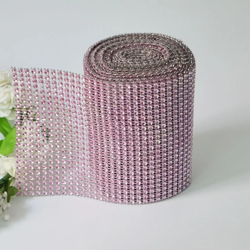 10 ярдов 24 ряда Алмазная сетка оберточная рулон Горячая фиксация горный хрусталь