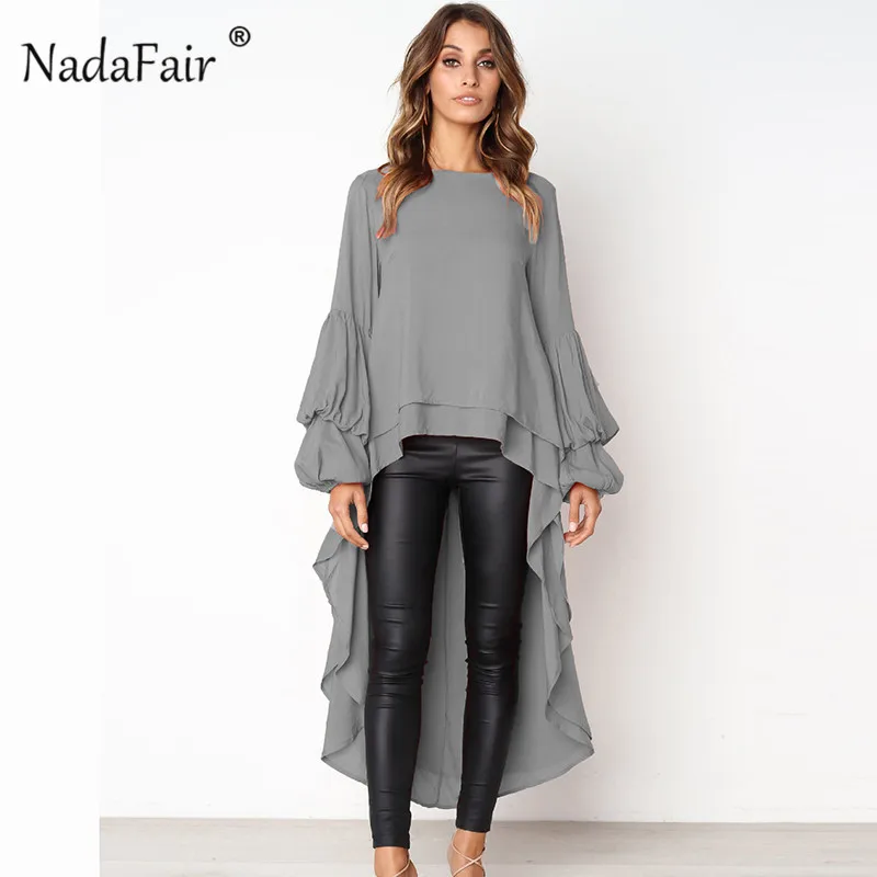 Женская Шифоновая туника Nadafair Повседневная Длинная блузка с длинными рукавами и