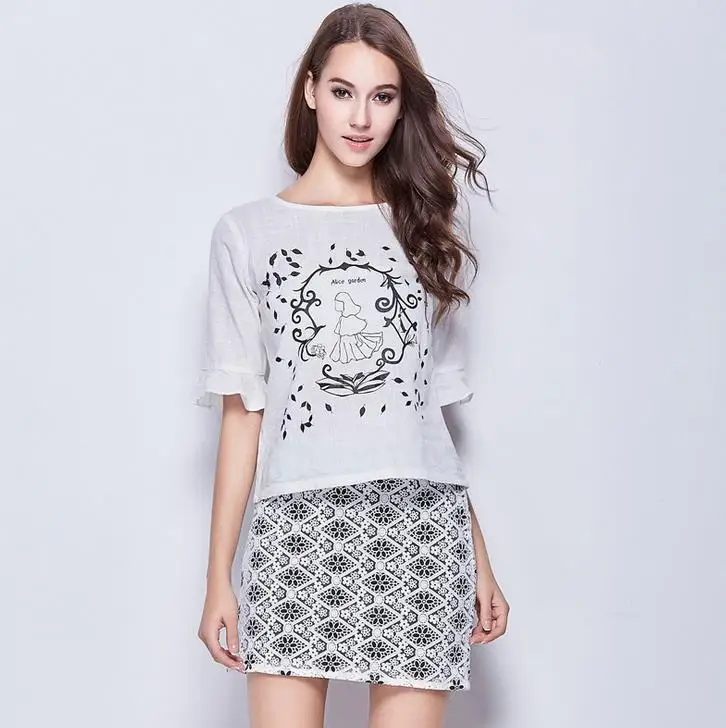 T Shirt Женщины 2017 Лето Футболки Хлопок Печати Топы Роковой femininas camisas С Коротким