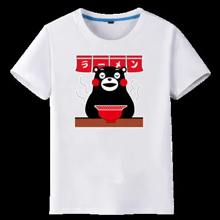 Kawaii Kumamon принт Для женщин топ милые с короткими рукавами футболка круглым вырезом