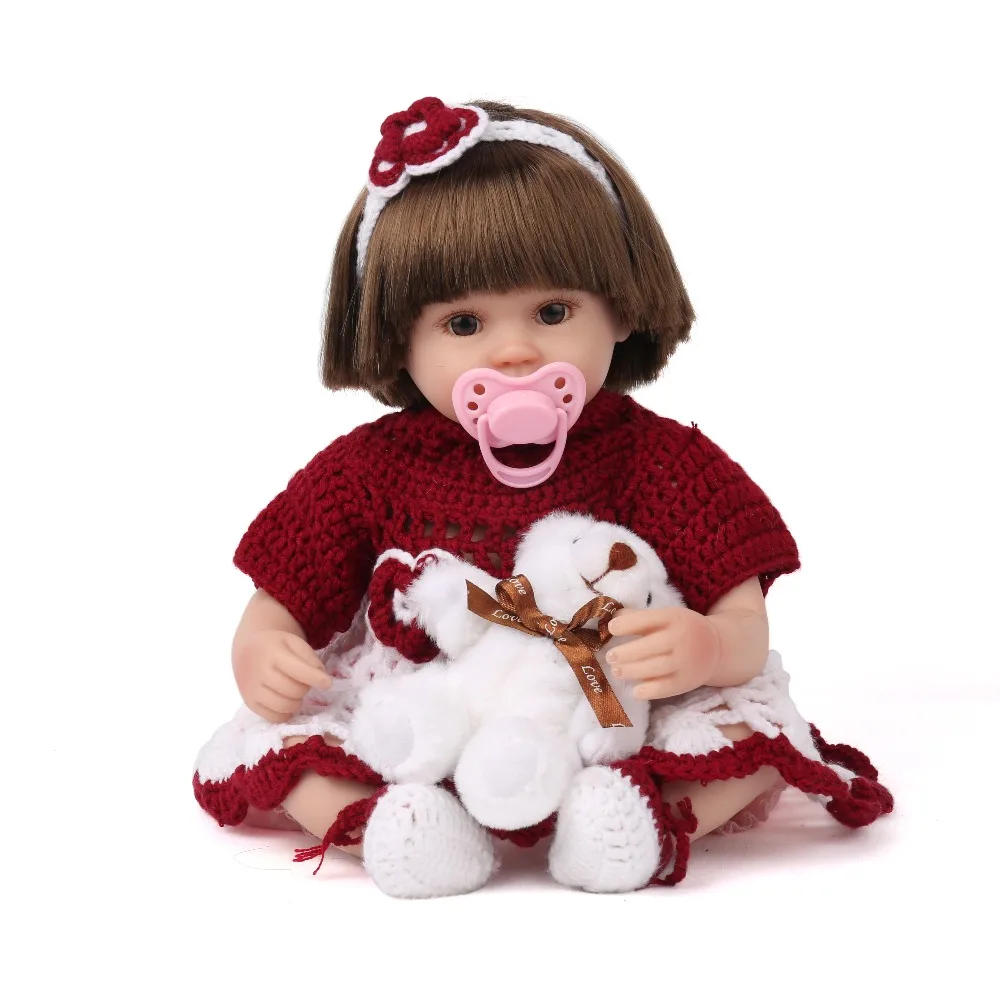 45 см Reborn Baby Doll подарок для девочки Мягкий силикон 16 дюймов красный свитер ткань