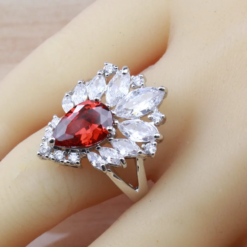 Роскошные свадебные красные Ювелирные наборы для невесты австрийский кристалл