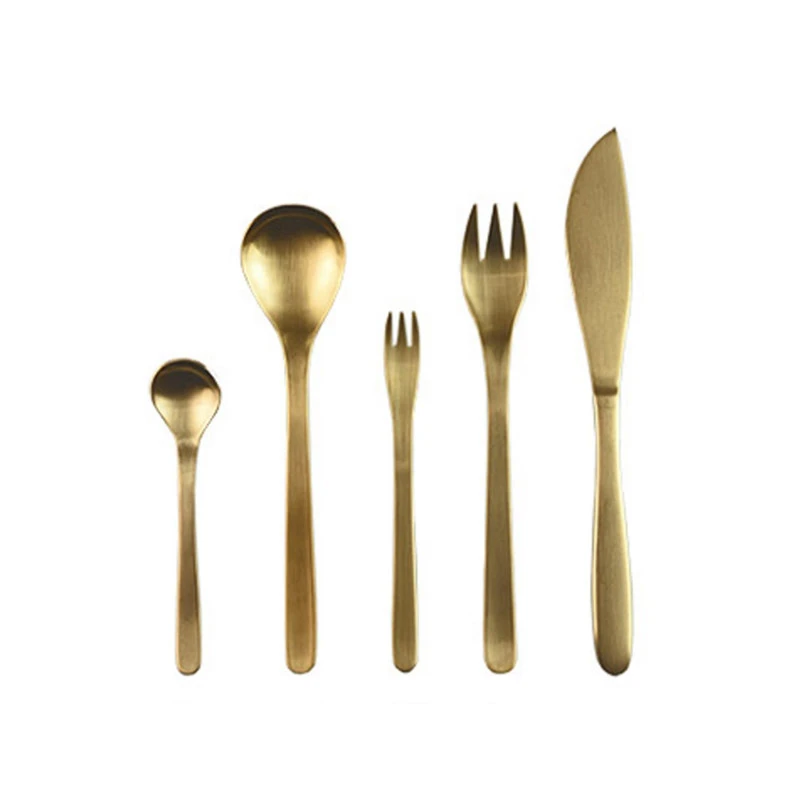 Золотые японские столовые приборы из нержавеющей стали с начесом в западном