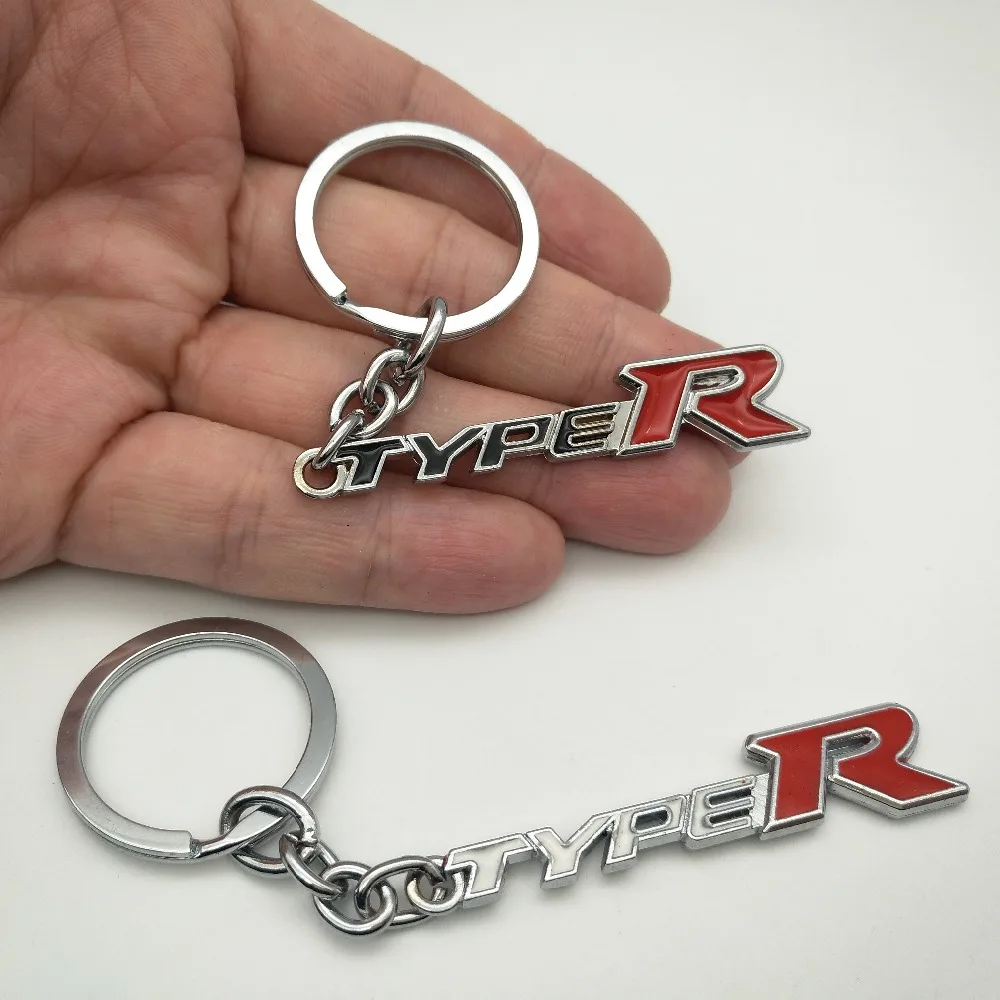 Автомобильный металлический брелок типа R с кольцом для ключей черный/белый Honda