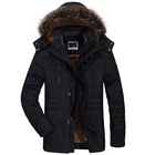 Куртка мужская зимняя с меховым воротником, утепленная Повседневная хлопковая ветровка, бархатная парка, длинное пальто, размер 6XL