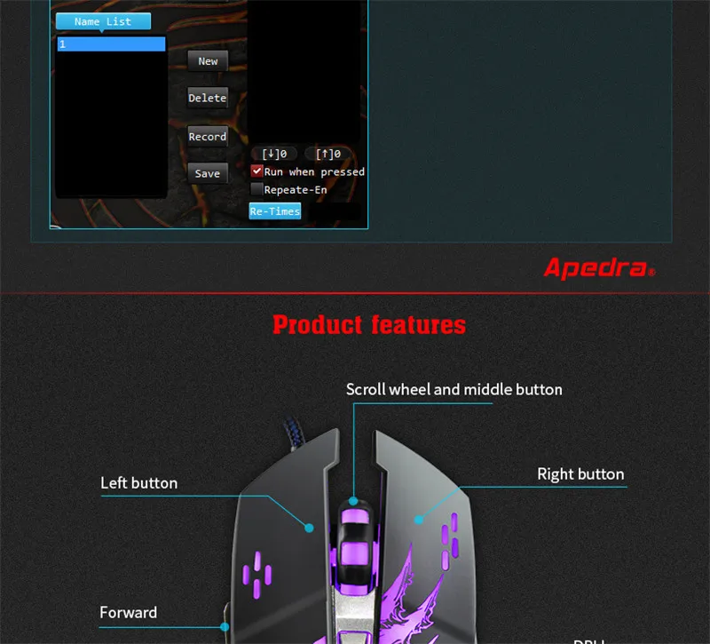 Apedra A8, Механический дизайн, USB, 6 кнопок, Проводная игровая мышь, 3200 dpi, оптическая профессиональная игровая мышь для ПК, ноутбука, компьютера, геймера
