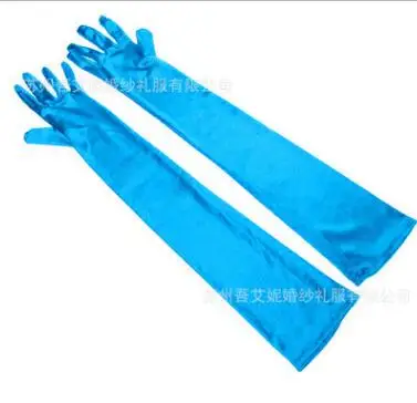 sky blue Женская длинная эластичная атласная перчатка Дамская Солнцезащитная перчатка 55 см R266 - Цвет: sky blue
